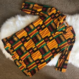 Grass-fields African Print Fouda Shirt Grassfields